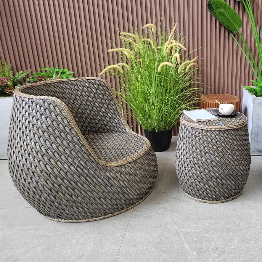 Sofá de mimbre para exteriores, conjunto de muebles de mimbre para jardín