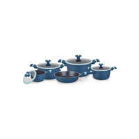 Ucc-life Batterie de cuisine en métal de 9 pièces avec base à induction Ensemble de casseroles en aluminium avec revêtement en granit antiadhésif Couvercle en verre trempé