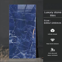 Carreaux de sol en porcelaine émaillée de qualité supérieure 3A, imitation mur de briques bleu or moderne de luxe, antidérapants, 600x1200mm, épaisseur 10mm, CE