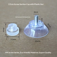 Kait Hisap Kuat 25 cm Bahan PVC Desain Kaca Transparan Sekrup M4 Mur Batang Alas Kaki Anti Selip Tanpa Paku Model