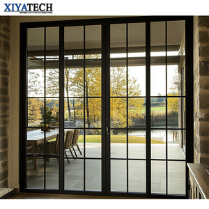 Xiyatech 현대적인 디자인 이중 입구 문 하이 퀄리티 보안 강철 금속 유리 외부 프랑스 철 문 - Product Image 1