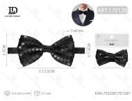 Papillon con Paillettes Nero Pre-Annodato in Poliestere per Abbigliamento Formale - Product Image 1