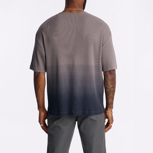 T-shirt surdimensionné décontracté en coton épais dégradé gaufré pour homme KingSen, col rond, coupe ample, avec logo personnalisé, style streetwear - Product Image 5