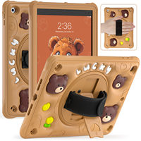 Casing Silikon Kartun Anak Lucu dengan Slot Pena, Casing Silikon Putar untuk iPad 10.2 7Th/8Th/9Th Pro 10.5 Air3 10.5