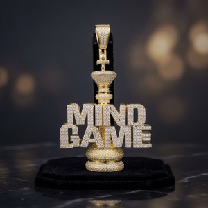 Pendentif Moissanite Iced Out Mind Game, plaqué rhodium couleur or, breloque lettre, collier Hip Hop, cadeau - Product Image 1