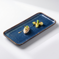 Assiettes à dîner en porcelaine bleu, vaisselle de haute qualité style nordique, hôtel, plats rectangulaires, ensemble de vaisselle longues assiettes de service, livraison gratuite