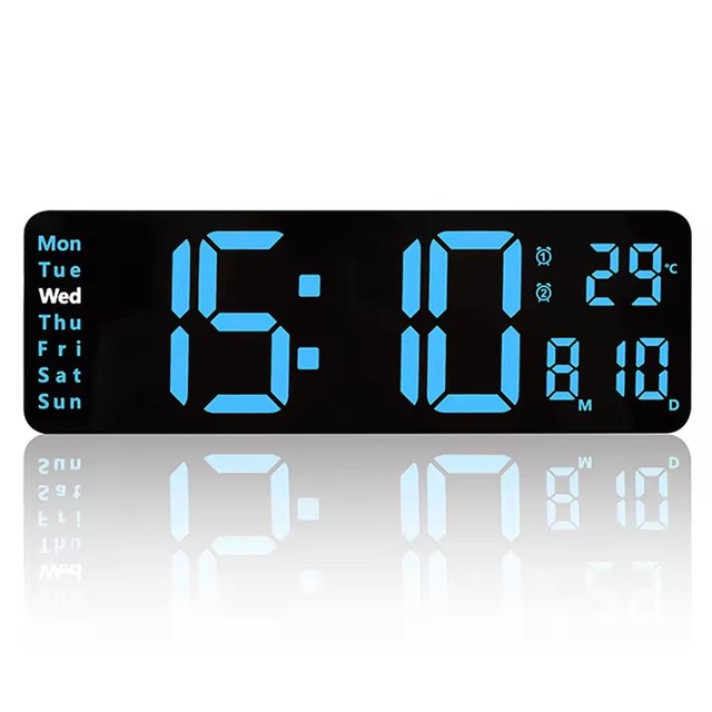 Big Digital LED Wall Alarm Clock with Calendar and Temperature Display for Bedroom Living Room Table Desktop Decoration