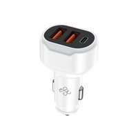 Pengisi Daya Mobil 3-in-1 PD65W QC3.0 2*USB-A Soket USB-C Pengisian Cepat 12-24V untuk Ponsel