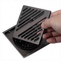 Siphon de sol carré moderne en laiton de 100 mm (4 pouces) pour carrelage, anti-odeur, écologique, pour salle de bain, baignoire, hôtel, maison, amovible
