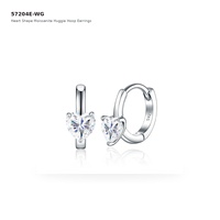 Boucles d'oreilles créoles personnalisées en argent sterling 925 avec moissanite en forme de cœur, bijoux fins S925 pour femmes