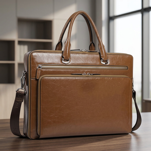 Maletín para Portátil Coreano de Buena Calidad, 100% Cuero Genuino Hecho a Mano, Gran Capacidad, Ecológico e Impermeable para Hombre - Product Image 1