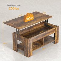 Table basse rétro en bois massif, table basse avec espace de rangement, table centrale pour la maison, Table basse industrielle, pour la salle de séjour