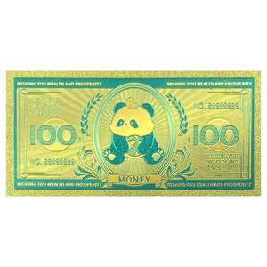 Customized China Panda Commemorative Card Animal Cute Bookmark Colorful Electroplated Plastic 100 Banknote - Product Image 2
