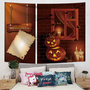 Alta Impresión Digital Halloween espeluznante calabaza Casa Encantada casa decoración pared colgante de pared tapiz - Product Image 2