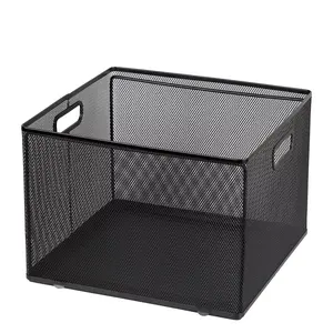 Back to school office supplier desk metal mesh desktop organizer wire storage basket mesh crate file box basket