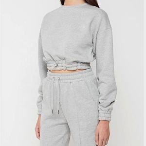 ชุดเซ็ตเสื้อฮู้ดและกางเกงวอร์มผ้าฟลีซสำหรับผู้หญิง สไตล์สตรีทแวร์ฤดูหนาว พร้อมโลโก้สั่งทำ ผ้าฝ้าย 100% - Product Image 5