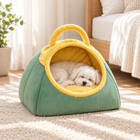 Zheng Xin Mql Jh-45 Lit pour chat en polaire corail, mignon, chaud et confortable pour l'hiver, semi-fermé, épaissi, type grotte, ne nécessite pas d'assemblage