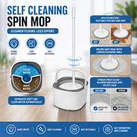 Ensemble serpillière électrique auto-nettoyante et seau avec tête rotative à 360° et séparation eau sale/eau propre pour le nettoyage des sols domestiques