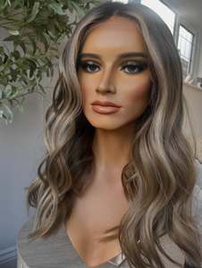 Parrucche con Top in Pizzo Personalizzato Grado 12A, Capelli Vergini con Cuticole Allineate, Tonalità Fredda Balayage <span class=keywords><strong>Castano</strong></span> Cenere con Mechès, Piccolo Top in Seta, Senza Colla, Doppio Strato - Product Image 2