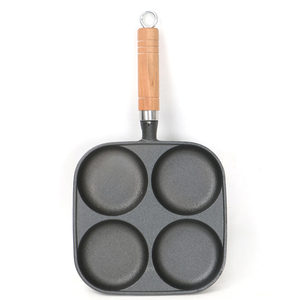 Poêle à frire antiadhésive Quleno à 4 trous pour galettes d'œufs, moule à peau de ravioli en fonte verte épaisse, ustensile de cuisson en fer plat - Product Image 2