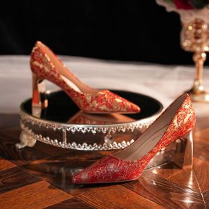 Elegant <b>Pointed</b> Toe Chunky Heel Wedding Shoes <b>Light</b> Weight Slip-On Mid Heel Spring Formal Dress Shoes - Product Image 4