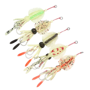 Esca di calamari da 10CM esca di plastica bionica morbida a doppio gancio con farfalla luminosa ala sottile attira specie di spigola - Product Image 5