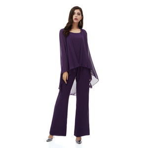 3Pcs <span class=keywords><strong>Pantalon</strong></span> Costume pour Femmes 2020 New Purple Fashion Wholesale Mother of the Bridal Dress Plus Size Evening Dress Suits - Product Image 2