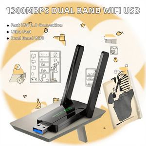 Adaptateur WiFi + BT externe USB3.0 double bande 2.4G 5GHz Dongle sans fil Antenne Carte réseau Ethernet Récepteur PC 1300 Mbps Pilote - Product Image 3