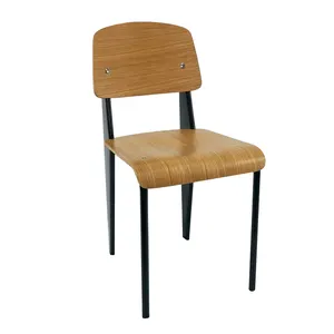 带靠背的工业金属木制餐厅家具餐椅