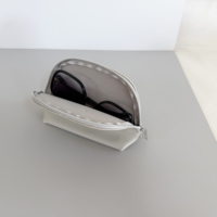 Trousse de Maquillage Dôme en Similicuir PU Gaufré, Base Structurée Anti-Rayures, Fermeture Éclair Spirale Argentée, pour Soins de la Peau, Voyage, Cadeau Promotionnel