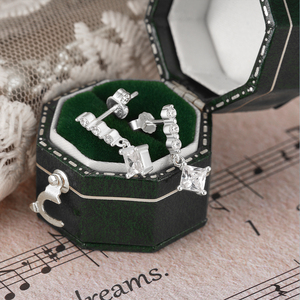 Pendientes de Plata de Ley S925 CANNER con Circonitas Redondas Pequeñas y Cuadradas Grandes en una Sola Hilera, Joyería de Oro Vermeil de 14 Quilates y 18 Quilates - Product Image 4