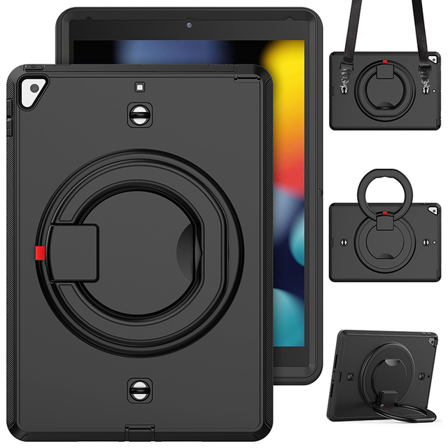 Heavy Duty Rugged Cover case with Hands Grip and Shoulder Strap case for iPad 10.2 Inch 2021 2020 2019 Universal