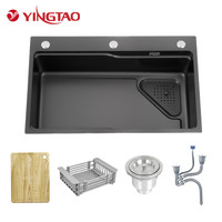 Évier de cuisine YINGTAO, best-seller, luxe, simple bac, carré, encastré, en acier inoxydable poli, avec garantie de 5 ans