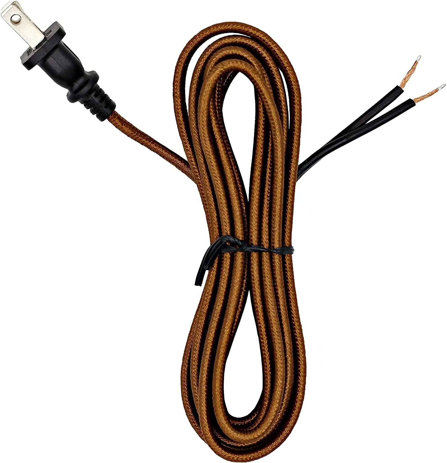Creative Hobbies SPT-2 UL Listed Black Rayon Cloth Covered Electric Lamp Cord with End Plug
