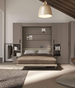 Letto a scomparsa matrimoniale moderno nordico con contenitore, struttura resistente ed ecologica per camera da letto padronale - Product Image 3