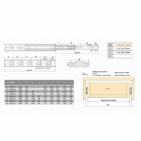 Glissières de tiroir à fermeture douce à prix de gros, à extension totale 3 volets, avec rail à roulement à billes, résistance de traction 50 kg, quincaillerie durable
