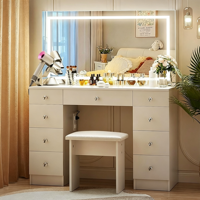 Coiffeuse de maquillage française extensible avec rangement pour chambre à coucher