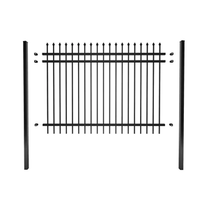 Black Galvanized Steel Security Fence Panel Wrought <b>Iron</b> Outdoor Garden Yard Fence Customizable - Product Image 1