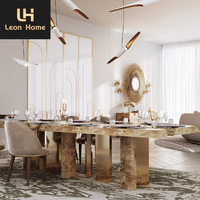 Personnalisation en usine grande table et chaises de salle à manger en bois modernes dorées et en acier inoxydable de luxe léger de haute qualité 10 12 places