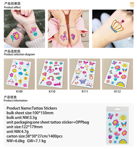 Tatuajes Temporales Infantiles Coloridos al por Mayor, Fáciles de Limpiar, con Diseños de Arcoíris, Flores y Corazones, para Fiestas de Cumpleaños - Product Image 2