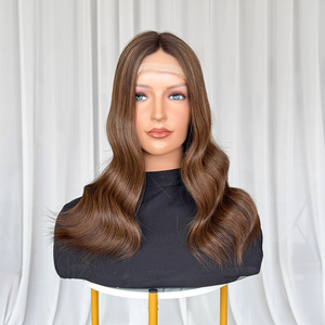 Topper en dentelle 8x10'' avec base ondulée en cheveux humains, reflets foncés, dos tissé, pour perte de cheveux, mini perruque en dentelle, en stock, livraison rapide - Product Image 3