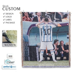 Couvertures de <span class=keywords><strong>tapisserie</strong></span> de décoration murale d'étoile de football personnalisées de conception personnalisée d'usine et couverture tissée jacquard - Product Image 1