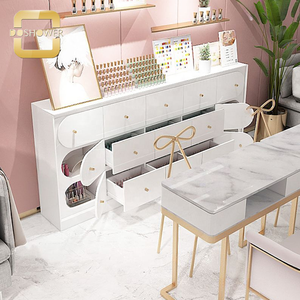 Armoire à vernis à ongles en bois de vitrine de vernis à ongles sur pied avec tiroir pour armoire à vernis à ongles en bois blanc Rectangle - Product Image 5