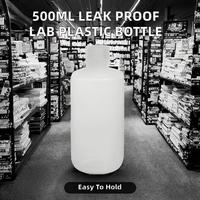 Botellas de Laboratorio de Boca Angosta de 500 ml (16.9 oz) de HDPE/PP, Frascos de Química con Tapa de Rosca para Botellas de Plástico