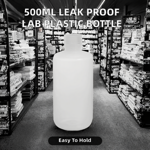 Bouteilles de laboratoire cylindriques à col étroit en HDPE/PP de 500 ml (16,9 oz) avec bouchon à vis, flacon de chimie pour bouteille en plastique - Product Image 2