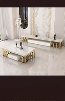 "Meubles de maison Ensembles de salon Table centrale en or Tables basses de luxe et support TV Table basse moderne en marbre à vendre"