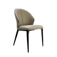 Chaise de salon en cuir véritable de luxe léger, design nordique minimaliste moderne, accoudoirs rembourrés doux, dossier solide, pieds en métal stables