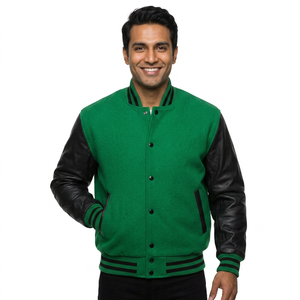 Unisex Custom Wool Body <b>Leather</b> Sleeves Varsity <b>Jackets</b> Stand Winter Work Style Embroidered CollegeBaseballjacket for <b>men</b> - Product Image 1