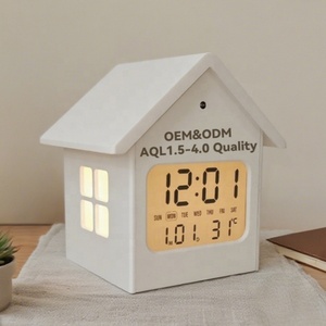 Quà tặng khuyến mãi Đồng hồ báo thức dễ thương để bàn kỹ thuật số có lịch, đèn ngủ thông minh, bàn nhỏ, thiết kế đồng hồ nhà lớn dành cho các cô gái tuổi teen - Product Image 1