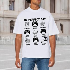 FOXA <b>Funny</b> Gamer T-<b>Shirt</b> Men Video Game Graphic Tee My Perfect Day Short Sleeve 100% Cotton Jersey <b>Shirt</b> - Product Image 5